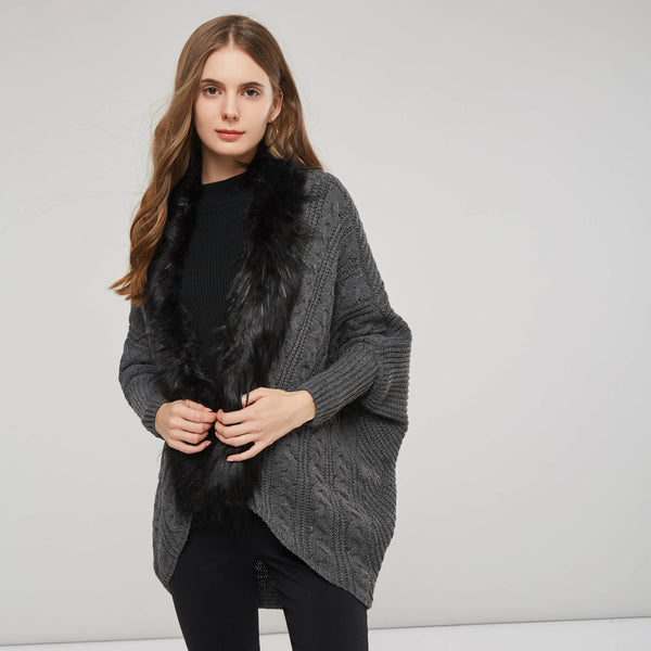 Cardigan Torsadé à Fourrure