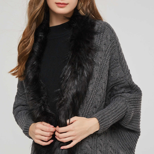 Cardigan Torsadé à Fourrure