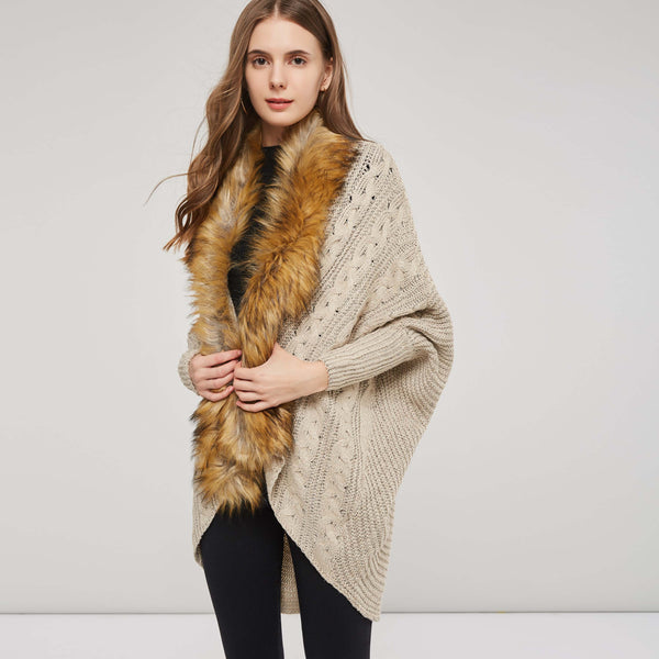 Cardigan Torsadé à Fourrure