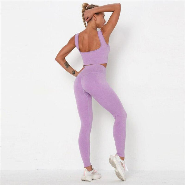 Ensemble de Fitness Leggings Push Up + Brassiere NON TRANSPARENT