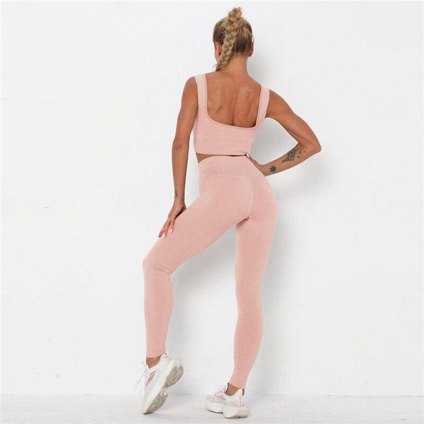 Ensemble de Fitness Leggings Push Up + Brassiere NON TRANSPARENT