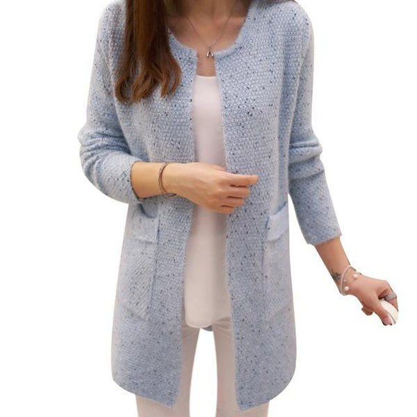 Long cardigan à encolure dégagée sans fermeture
