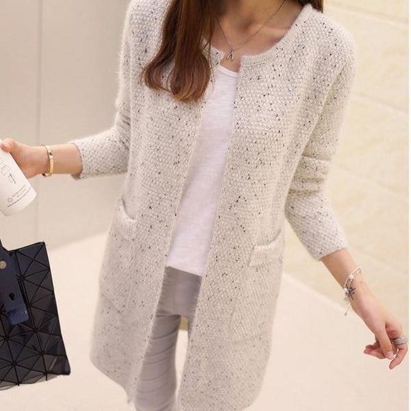 Long cardigan à encolure dégagée sans fermeture