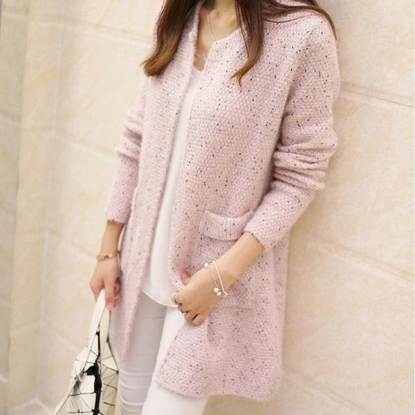 Long cardigan à encolure dégagée sans fermeture