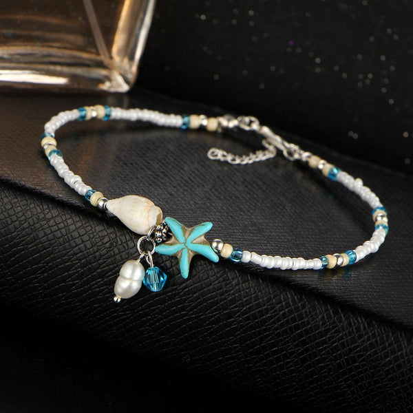 BRACELET DE CHEVILLE COQUILLE ET ETOILE DE MER