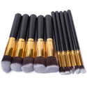 Ensemble de pinceaux - Fond de teint - Pro - Multifonction 123maquillage 10 Or - Noir 