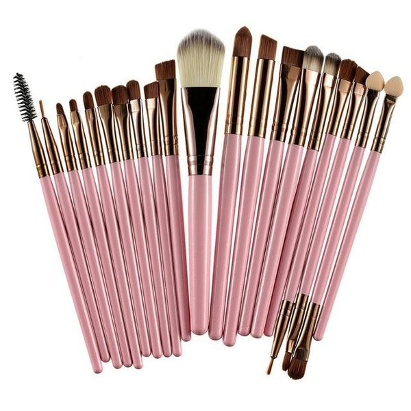 Set de 20 pinceaux professionnels 123maquillage Rose et marron 