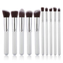 Ensemble de pinceaux - Fond de teint - Pro - Multifonction 123maquillage 10 Blanc - Argent 