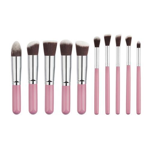 Ensemble de pinceaux - Fond de teint - Pro - Multifonction 123maquillage 10 Rose - Argent 