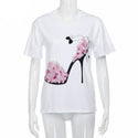 T-shirt imprimés talons et fleurs