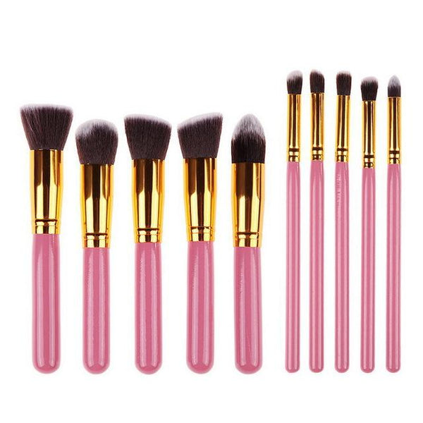 Ensemble de pinceaux - Fond de teint - Pro - Multifonction 123maquillage 10 Rose - Or 
