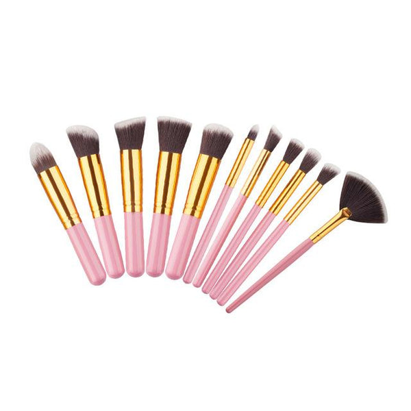 Ensemble de pinceaux - Fond de teint - Pro - Multifonction 123maquillage 11 Rose - Or 