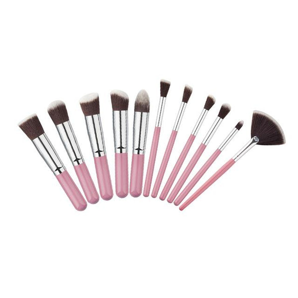 Ensemble de pinceaux - Fond de teint - Pro - Multifonction 123maquillage 11 Rose - Argent 