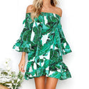 Mini robe à imprimés feuilles vertes