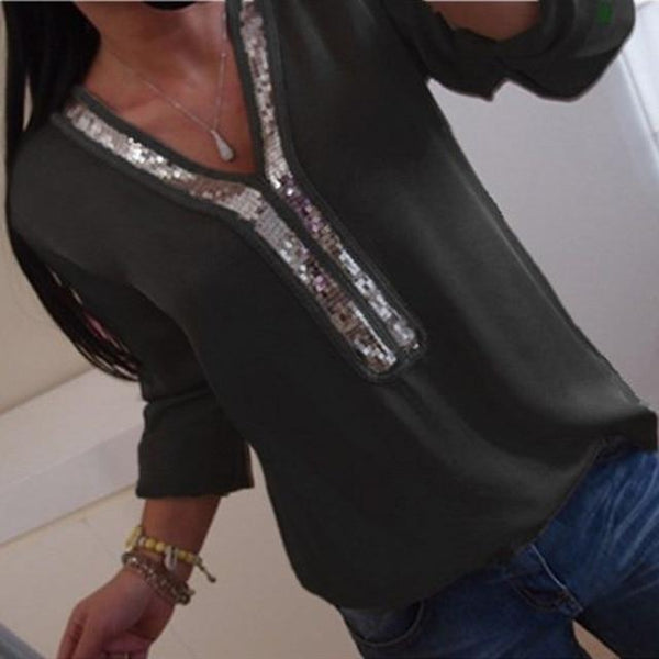 Blouse Col en Sequins - Mode