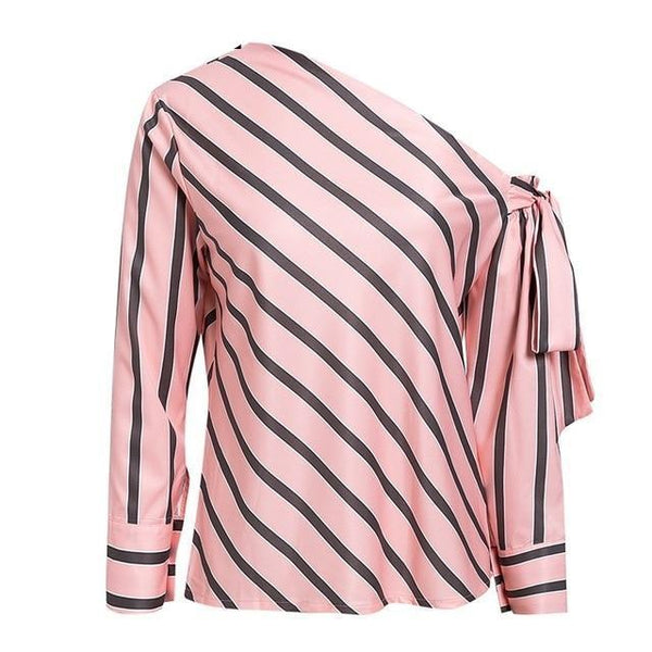 Blouse Lignée Épaules Dénudées