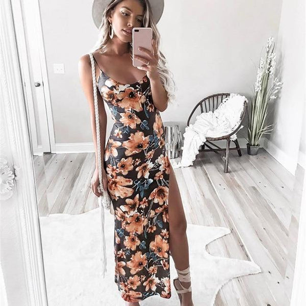Robe Florale Fendue