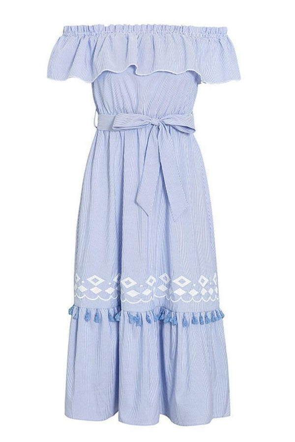 Robe Bohème Bleue Brodée