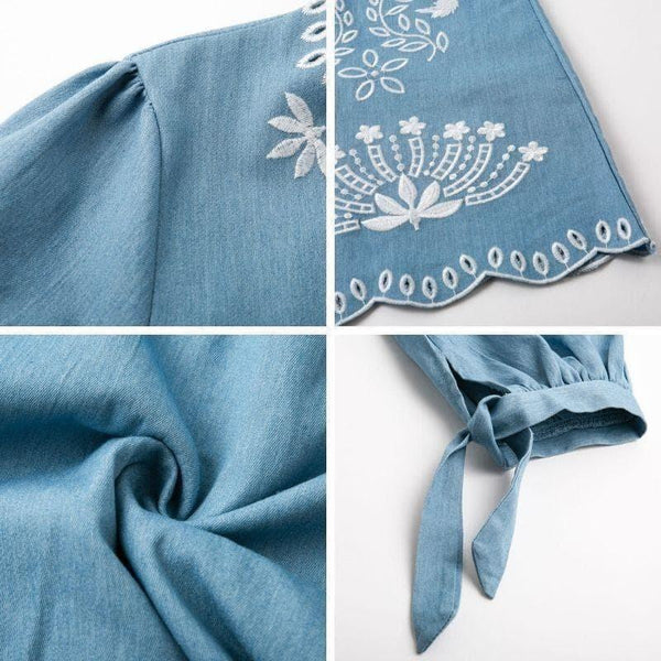 Robe Bohème Courte Bleue