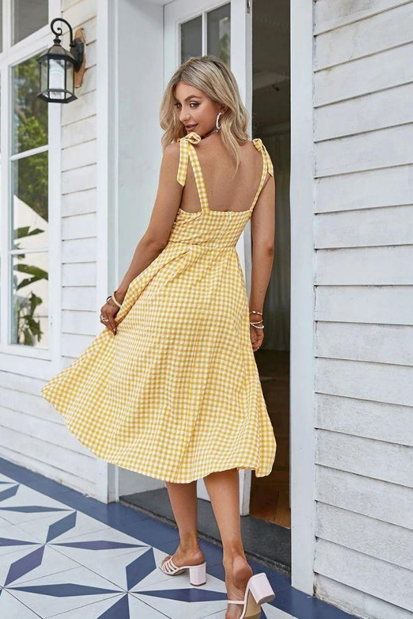 Robe Bohème Jaune Vichy