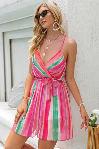 Robe Bohème Rayures Colorée - S