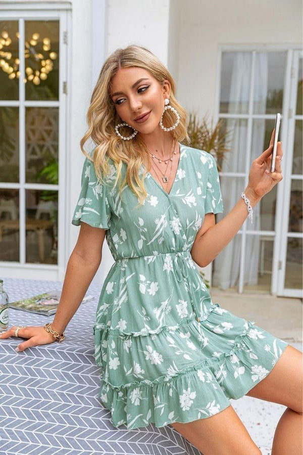 Robe Courte Vert Sauge