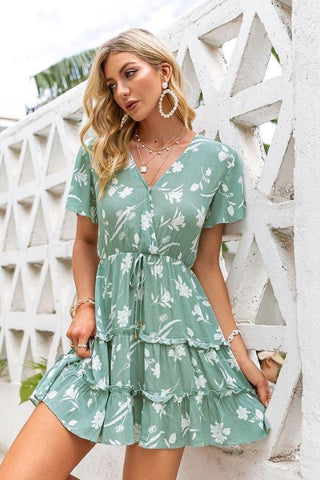 Robe Courte Vert Sauge - S