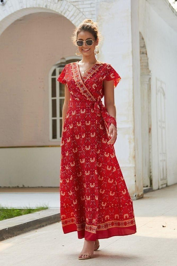 Robe Portefeuille Rouge Bohème