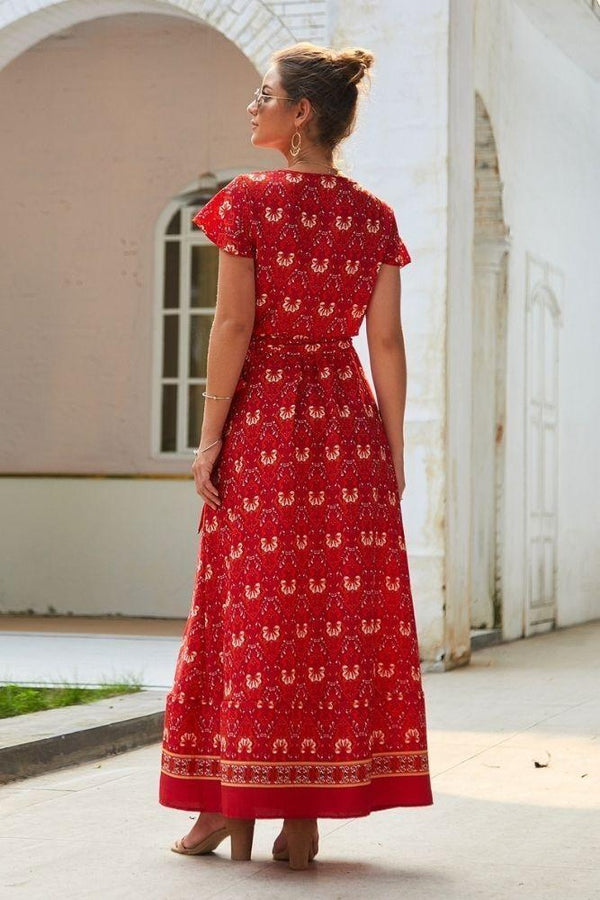 Robe Portefeuille Rouge Bohème