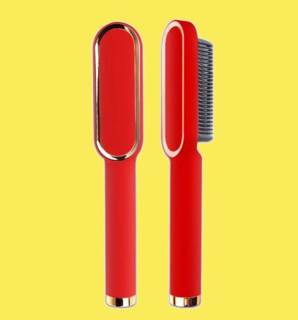 Brosse Lissante Chauffante Professionnelle Beauté Produit Rouge 