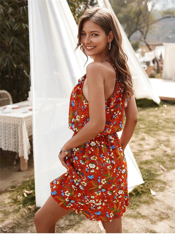 Robe Bohème Fleurie Rouge