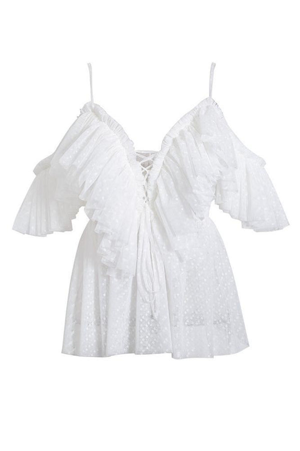 Top Bohème Blanc Volanté