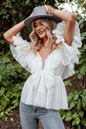 Top Bohème Blanc Volanté - S