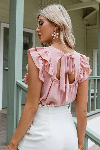 Top Bohème Volanté Rose - S