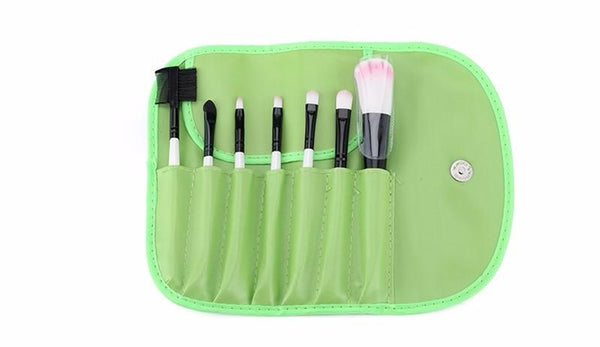 Trousse 7 pinceaux essentiels 123maquillage vert corail 