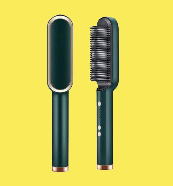Brosse Lissante Chauffante Professionnelle Beauté Produit Vert 